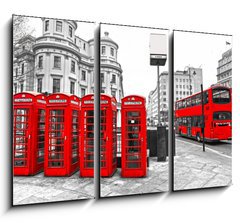 Obraz   Red telephone boxes and double decker bus, london, UK., 105 x 70 cm