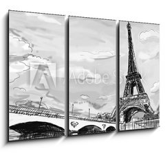 Obraz 3D tdln - 105 x 70 cm F_BB40124370 - Parisian streets -Eiffel Tower illustration - Pask ulice