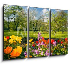 Obraz   Blumen vor Streuobstgarten, 105 x 70 cm