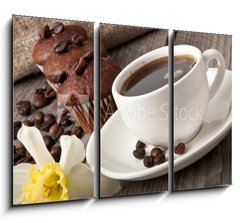 Obraz 3D tdln - 105 x 70 cm F_BB40771810 - cup of coffee and chocolate cake