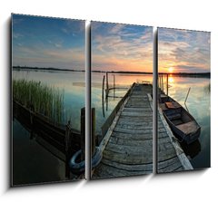 Obraz 3D tdln - 105 x 70 cm F_BB41342790 - Steg mit Boot im Sonnenuntergang