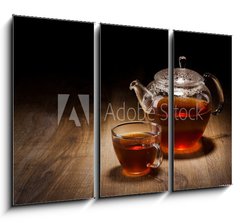 Obraz 3D tdln - 105 x 70 cm F_BB42063091 - Tea Set on a Wooden Table