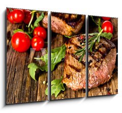 Obraz 3D tdln - 105 x 70 cm F_BB42261882 - Grilled beef steak - Grilovan hovz steak
