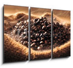 Obraz   Coffee beans with smoke in burlap sack, 105 x 70 cm