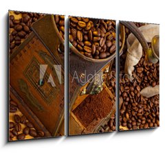 Obraz 3D tdln - 105 x 70 cm F_BB42595888 - Kaffee. Kaffeebohnen und Kaffeem hle