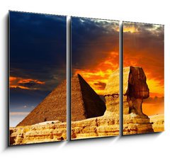 Obraz 3D tdln - 105 x 70 cm F_BB42751455 - Great Sphinx and the Pyramids at sunset - Velk sfinga a pyramidy pi zpadu slunce