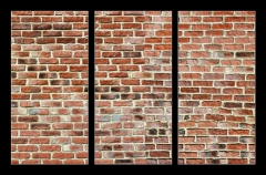 Obraz 3D tdln - 105 x 70 cm F_BB434149038 - Panoramic rugged old red brown bricks wall. texture background