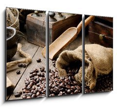 Obraz 3D tdln - 105 x 70 cm F_BB43606423 - Roasted coffee beans in vintage setting