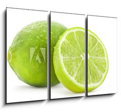 Obraz   Fresh lime and slice, Isolated on white background, 105 x 70 cm
