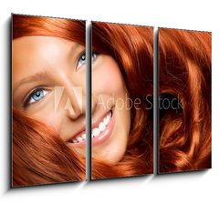 Obraz 3D tdln - 105 x 70 cm F_BB44054513 - Beautiful Girl With Healthy Long Red Curly Hair
