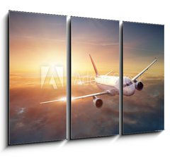 Obraz 3D tdln - 105 x 70 cm F_BB44261036 - Airplane in the sky at sunset - Letadlo na obloze pi zpadu slunce