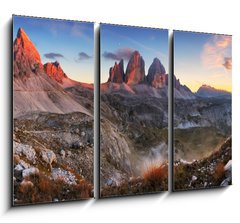 Obraz 3D tdln - 105 x 70 cm F_BB45305800 - Sunset mountain panorama in Italy Dolomites - Tre Cime - Zpad slunce horsk panorama v Itlii Dolomity