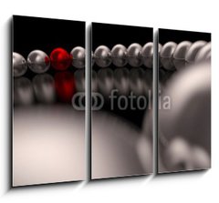Obraz   3D Kugeln im Kreis  Chrom Rot 01, 105 x 70 cm