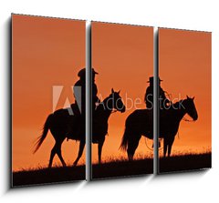 Obraz 3D tdln - 105 x 70 cm F_BB47782535 - Cowboys on Horseback Silhouette at sunset