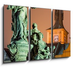 Obraz 3D tdln - 105 x 70 cm F_BB49152475 - Saint Ivo statue and Smetana clock-tower, Prague.
