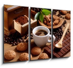 Obraz 3D tdln - 105 x 70 cm F_BB49761911 - tazza di caff   espresso con macinino in legno