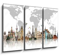 Obraz   Travel the world monuments concept, 105 x 70 cm