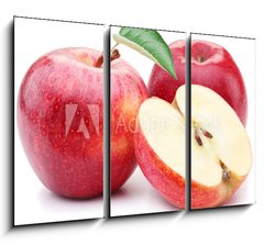 Obraz 3D tdln - 105 x 70 cm F_BB50507014 - Red apple with leaf and slice. - erven jablko s listy a pltky.