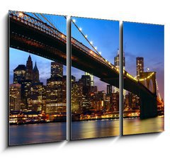 Obraz   Manhattan panorama with Brooklyn Bridge at sunset in New York, 105 x 70 cm