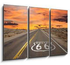 Obraz 3D tdln - 105 x 70 cm F_BB53081233 - Route 66 Pavement Sign Sunrise Mojave Desert