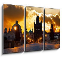 Obraz 3D tdln - 105 x 70 cm F_BB54931767 - sunrise over Prague - look from Charles (Karluv) bridge - vchod slunce nad Prahou