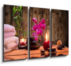 Obraz   massage  bamboo  orchid, towels, candles stones, 105 x 70 cm