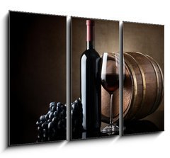 Obraz 3D tdln - 105 x 70 cm F_BB58889785 - Red wine and wooden barrel