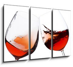 Obraz 3D tdln - 105 x 70 cm F_BB5976229 - pair of moving wine glasses over a white background, cheers  - pr pohybujcch se sklenic na blm pozad, na zdrav