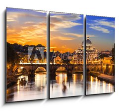 Obraz 3D tdln - 105 x 70 cm F_BB60069583 - Sunset view of Basilica St Peter and river Tiber in Rome. Italy