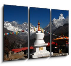 Obraz 3D tdln - 105 x 70 cm F_BB6123732 - Stupa with prayer flags