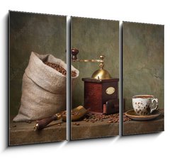Obraz 3D tdln - 105 x 70 cm F_BB61329074 - Still life with cup of coffee and grinder