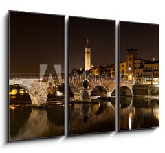 Obraz 3D tdln - 105 x 70 cm F_BB62797255 - Verona, il Ponte Pietra di notte