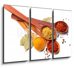 Obraz   Spices and herbs. Curry, saffron, turmeric, cinnamon over white, 105 x 70 cm