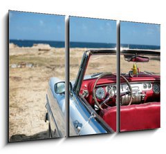 Obraz 3D tdln - 105 x 70 cm F_BB6325595 - cuban vintage car parked on the seacost in havana