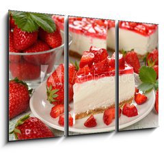 Obraz 3D tdln - 105 x 70 cm F_BB64315819 - strawberry cheesecake - jahodov tvarohov kol