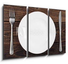 Obraz 3D tdln - 105 x 70 cm F_BB64624640 - Empty plate, fork and knife