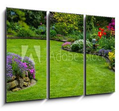 Obraz 3D tdln - 105 x 70 cm F_BB64923013 - Gartenansicht mit Rasen und Bepflanzung