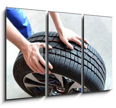 Obraz 3D tdln - 105 x 70 cm F_BB66921054 - Reifenwechsel in einer KFZ Werkstatt // Tire change by mechanic