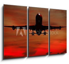 Obraz 3D tdln - 105 x 70 cm F_BB6755402 - Air travel - Silhouett of plane and sunset
