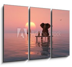 Obraz 3D tdln - 105 x 70 cm F_BB68223581 - elephant and dog sitting in the middle of the sea