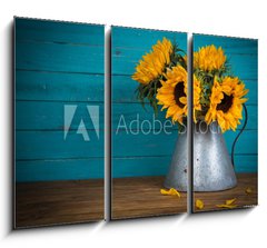 Obraz   sunflower in metal vase, 105 x 70 cm