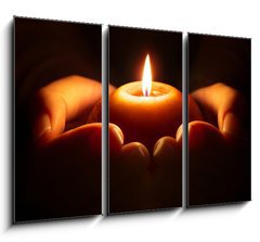 Obraz   prayer  candle in hands, 105 x 70 cm