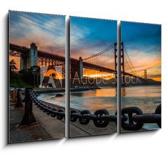 Obraz 3D tdln - 105 x 70 cm F_BB72399300 - burning sky over Golden gate Bridge