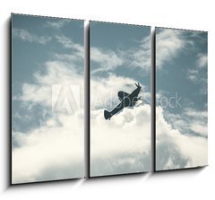 Obraz 3D tdln - 105 x 70 cm F_BB72446158 - Fighter plane on cloudy sky