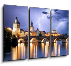 Obraz 3D tdln - 105 x 70 cm F_BB72517073 - Prague bridge at storm
