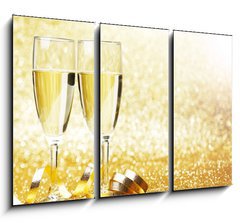 Obraz 3D tdln - 105 x 70 cm F_BB73942789 - Champagne and bow - ampask a luk