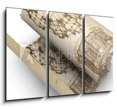 Obraz 3D tdln - 105 x 70 cm F_BB74160491 - Carta pergamena papiro disegni antichi