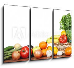 Obraz 3D tdln - 105 x 70 cm F_BB75554730 - Fruits and vegetables isolated white background