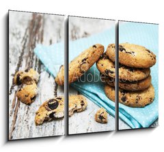 Obraz 3D tdln - 105 x 70 cm F_BB75839613 - Chocolate cookies on wooden table - okoldov suenky na devnm stole