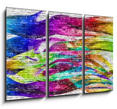 Obraz 3D tdln - 105 x 70 cm F_BB76004024 - abstract colorful painting over brick wall - abstraktn barevn obraz pes cihlovou ze